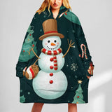 Oversized Wearable Blanket Christmas Print Hoodie With Pocket