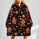 Oversized Wearable Blanket Christmas Print Hoodie With Pocket
