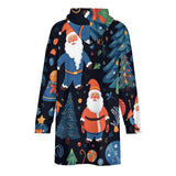 Oversized Wearable Blanket Christmas Print Hoodie With Pocket