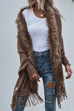 Fleece Open Front Tassle Kniting Long Cardigan Winter Outfits