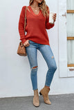 Plain Slope V Neck Pullover Sweaters
