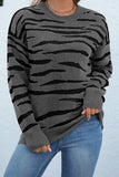 Zebra Striped Knit winter outfits  Pullover Sweaters