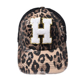 Paziye Alphabet Baseball Cap With Leopard Print