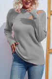 Long Sleeve Turtleneck Cut Out Sweater