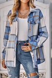 Turndown Collar Button Up Plaid Coat