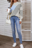 High Neck Color Block Pullover Sweaters