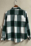 Plaid Button Down Pocketed Shacket Jacket Coats Women Winter Outfits