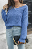 Cable Knit Hollow V Neck Winter Outfits Sweater