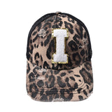 Paziye Alphabet Baseball Cap With Leopard Print