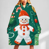 Oversized Wearable Blanket Christmas Print Hoodie With Pocket