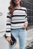 Winter Outfits Color Block Striped Pullover Sweaters
