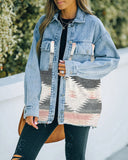 Aztec Denim Jacket Shacket Women