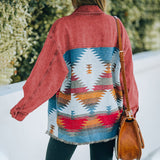 Aztec Denim Jacket Shacket Women