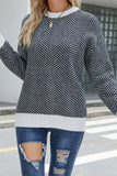 Wave Striped Two Tone Pullover Knit Sweaters