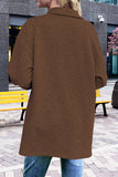 Turndown Collar Button Up Coat With Pockets
