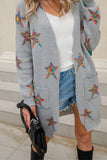 Multicolor Star Knit Long Open Cardigans