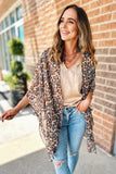 Mixed Colors Leopard Print Flowy Kimono