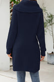 Crochet Knit High Neck Split Long Length Sweaters