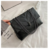 Minimalist Chevron Chain Tote Bag  Women Crossbody Bags