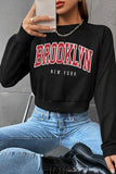 Black Brooklyn Printed Crop Top