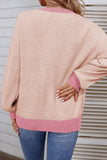 Lantern Sleeve Splicing Button Pullover Sweater
