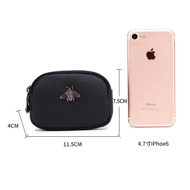 Paziye Genuine Leather Double Zip Coin Purse