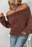 Plain Off Shoulder Hairy Knit Sweaters