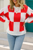 Checked Plaid Knit Pullover Sweater