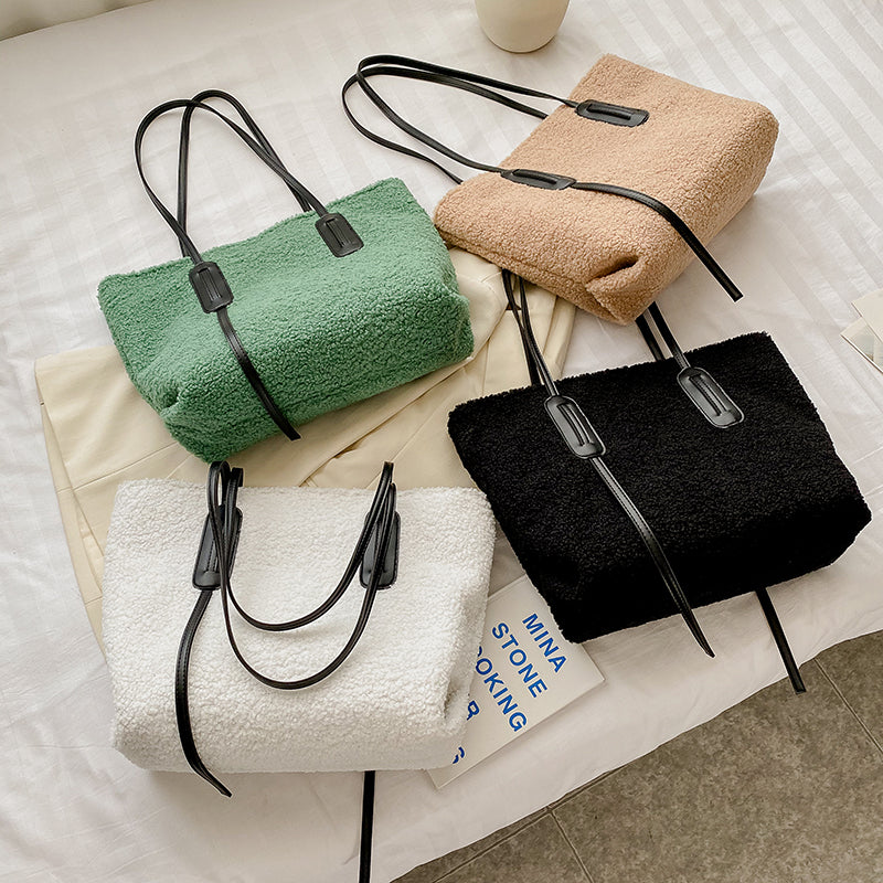 Top Handle Plush Tote Bag