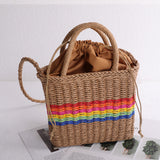 Paziye Rainbow Straw Woven Handbag Crossbody Bag