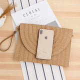 Paziye Boho Straw Rattan Square Clutch Wallet Crossbody