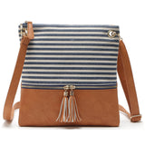 Paziye Striped Fringed Shoulder Crossbody Bag