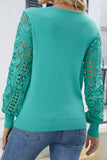 Crochet Lace Long Sleeves V Neck Knit Sweaters