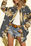 Distressed Aztec Stars Print Patchwork Denim Jacket Coat