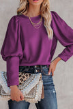 Purple Satin Cuffed Sleeve Top