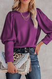 Purple Satin Cuffed Sleeve Top