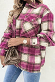Single-breasted Plaid Tweed Shacket Coat with Pockets
