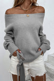 Off Shoulder Tie Knot Knitting Autumn Outfits Sweater