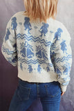 Jingle Bell Knit Open Front Button Sweater Cardigans