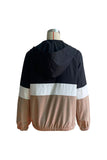 Color Block Open Zipper Drawstring Hem Winter Outfits Coat