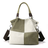 Patchwork Color Shoulder Bag Stylish Vintage Tote Bag