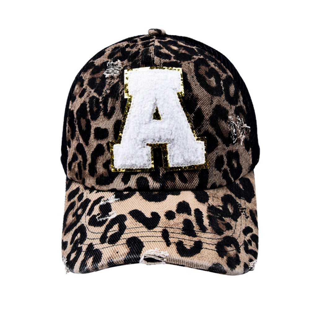 Paziye Alphabet Baseball Cap With Leopard Print