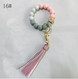 Paziye Bangle Keychain | Silicone Wristlet Key Ring | Bead Bracelet