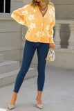 Flower V Neck Button Cardigan