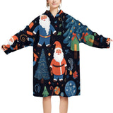 Oversized Wearable Blanket Christmas Print Hoodie With Pocket