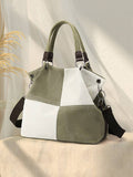 Patchwork Color Shoulder Bag Stylish Vintage Tote Bag