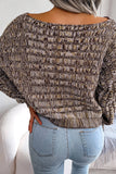 Cable Knit Wide Shoulder Short Length Sweaters Top