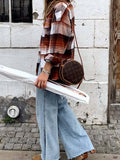 Plaid Buttoned Shacket Jacket Plaid Shirt Coat