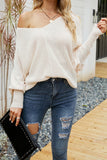 Fall Outfits V Neck Long Sleeve Cable Knit Sweater