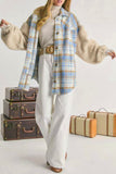 Fleece Sleeves Patchwork Plaid Shacket Winter Outfits Coat